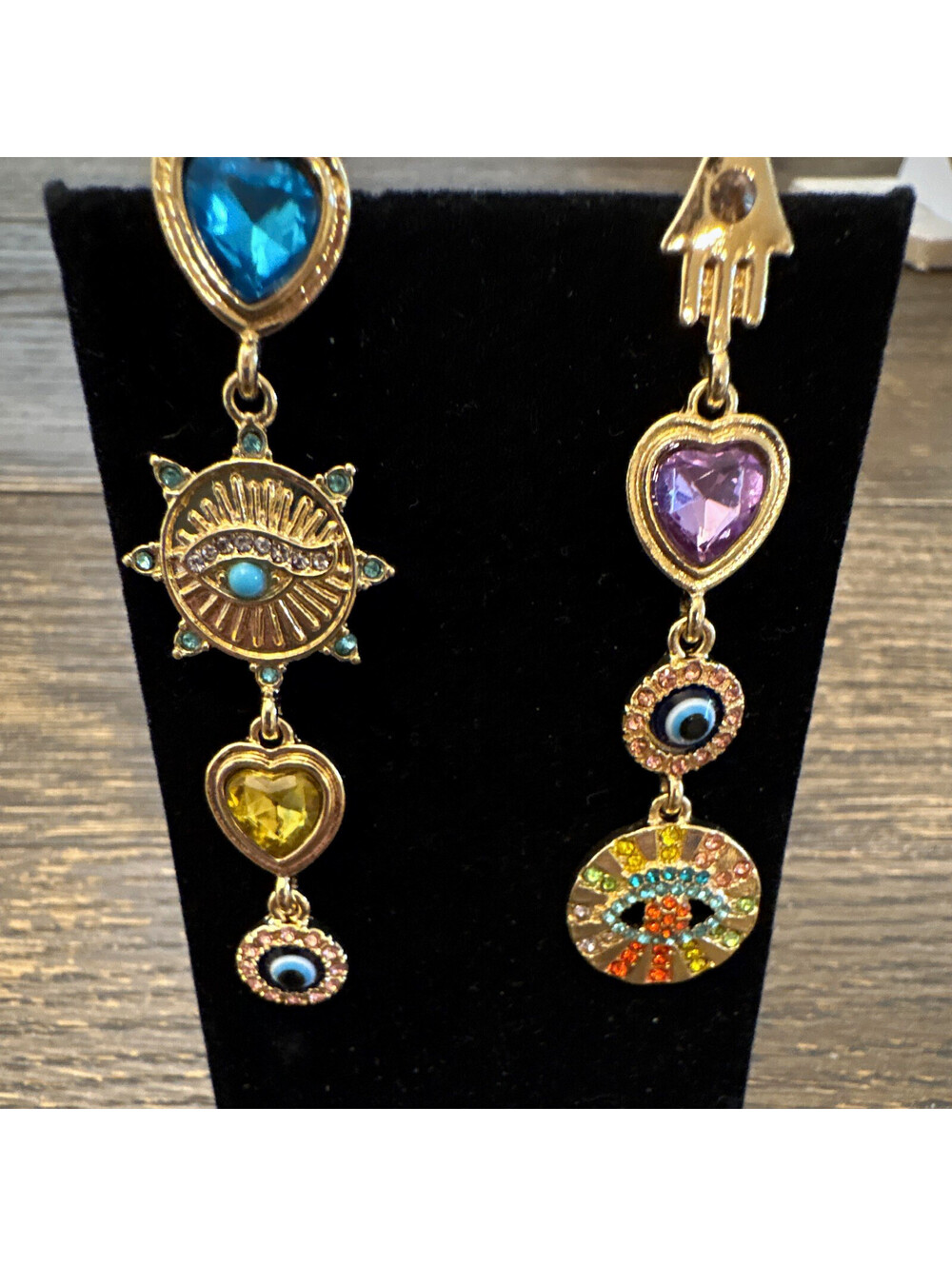 Evil eye of protection Gold Tone Dangle pierced  Hamsa